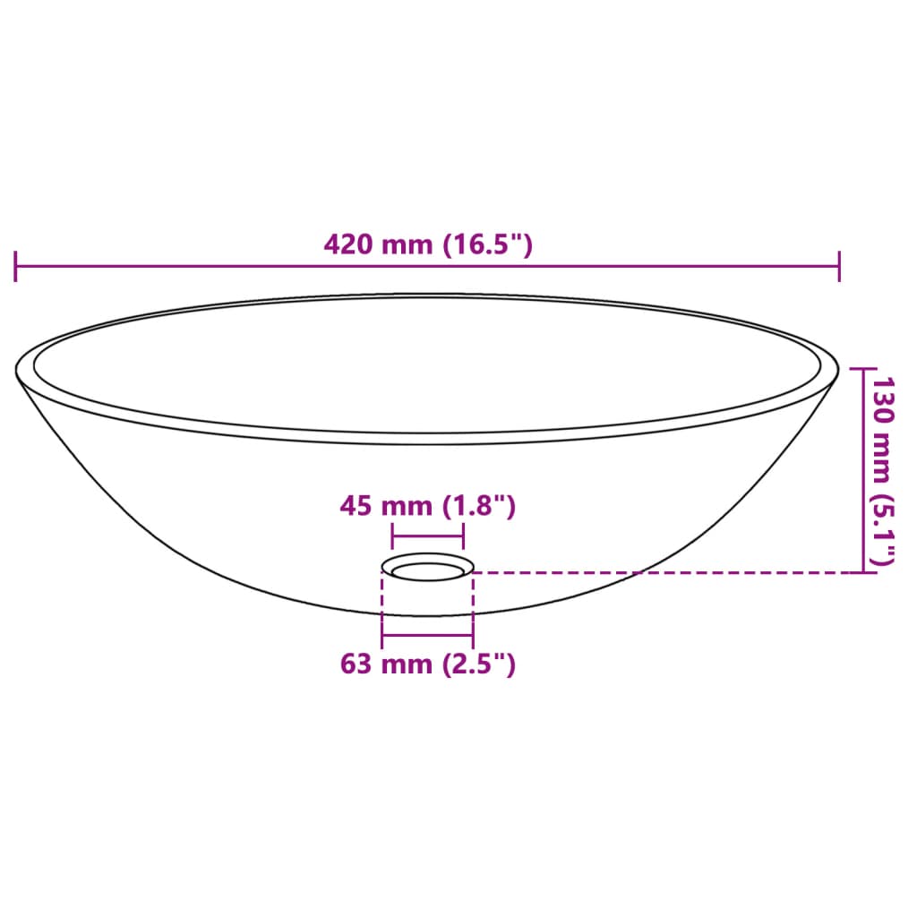 vidaXL Basin Tempered Glass 42 cm Gold