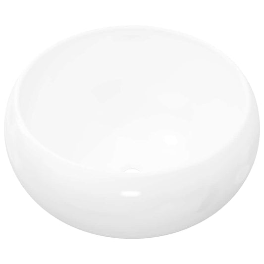 142340 vidaXL Basin Round Ceramic White 40x15 cm