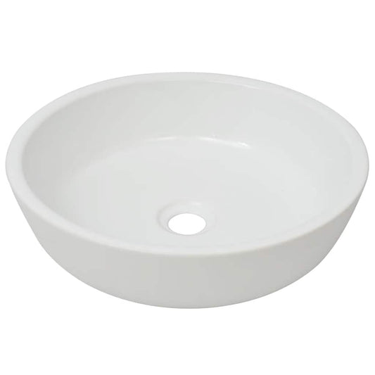 142341 vidaXL Basin Round Ceramic White 42x12 cm