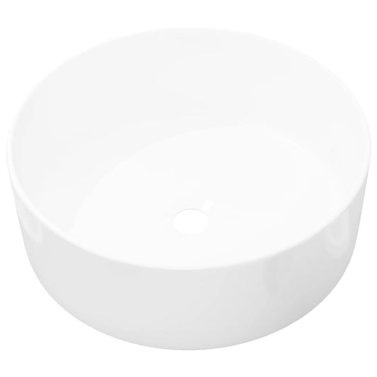 142342 vidaXL Basin Round Ceramic White 40x15 cm