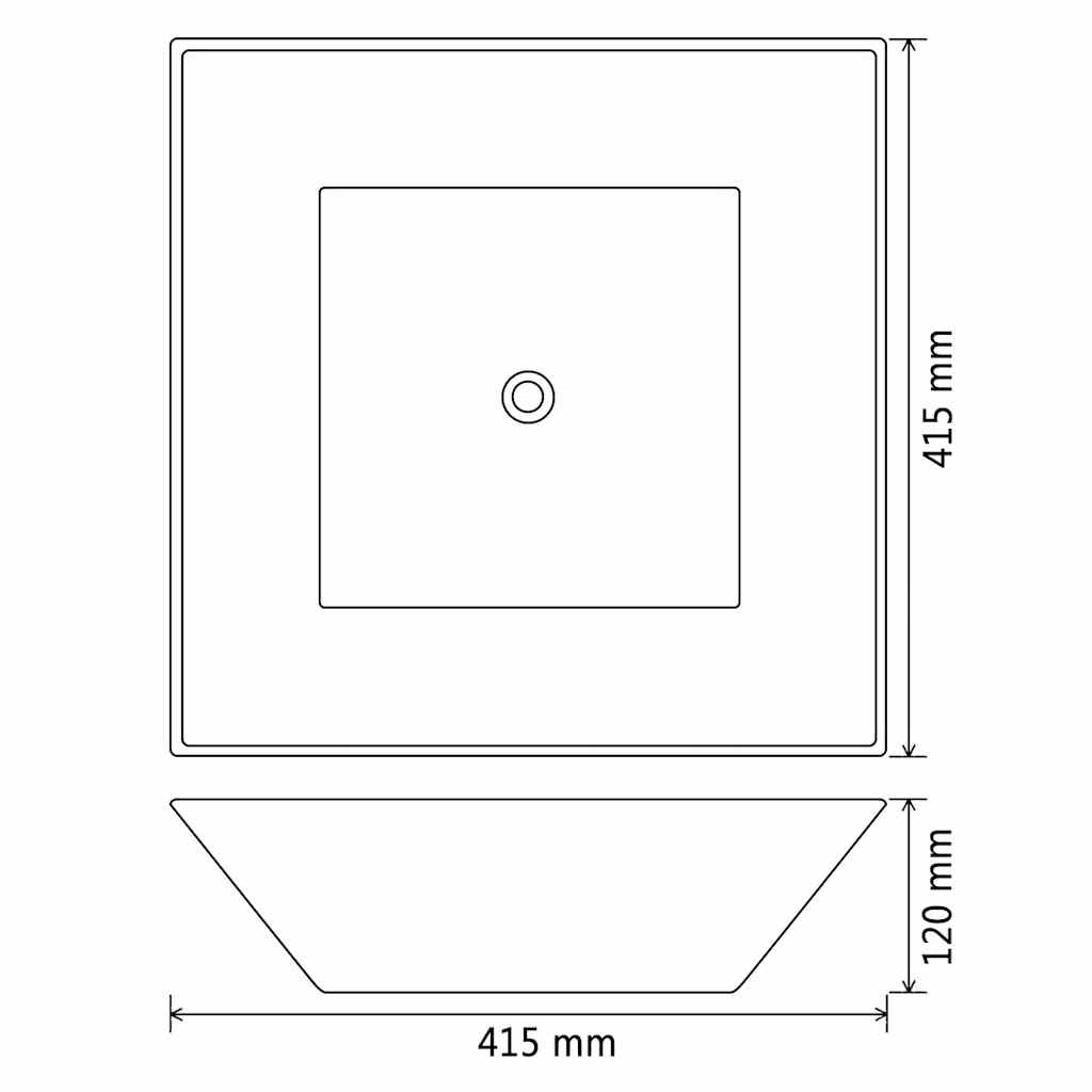 142344 vidaXL Basin Square Ceramic White 41,5x41,5x12 cm