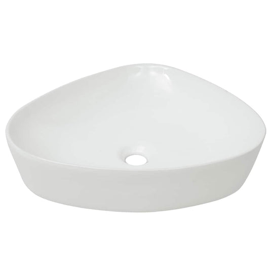 142345 vidaXL Basin Triangle Ceramic White 50,5x41x12 cm