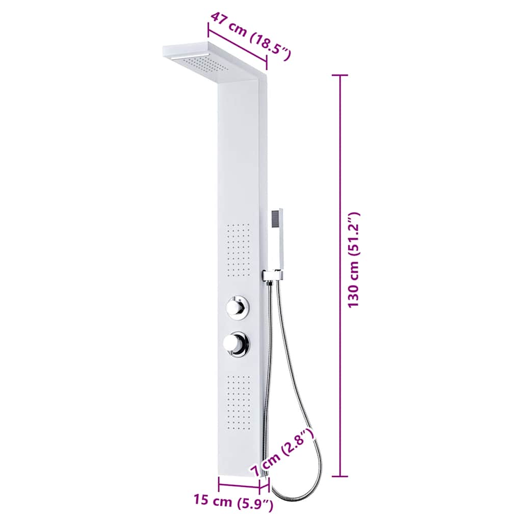 142372 vidaXL Shower Panel System Aluminium Matte White