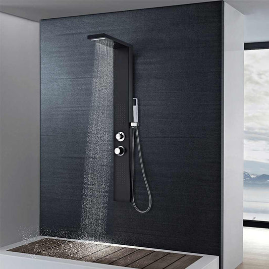 142373 vidaXL Shower Panel System Aluminium Matte Black