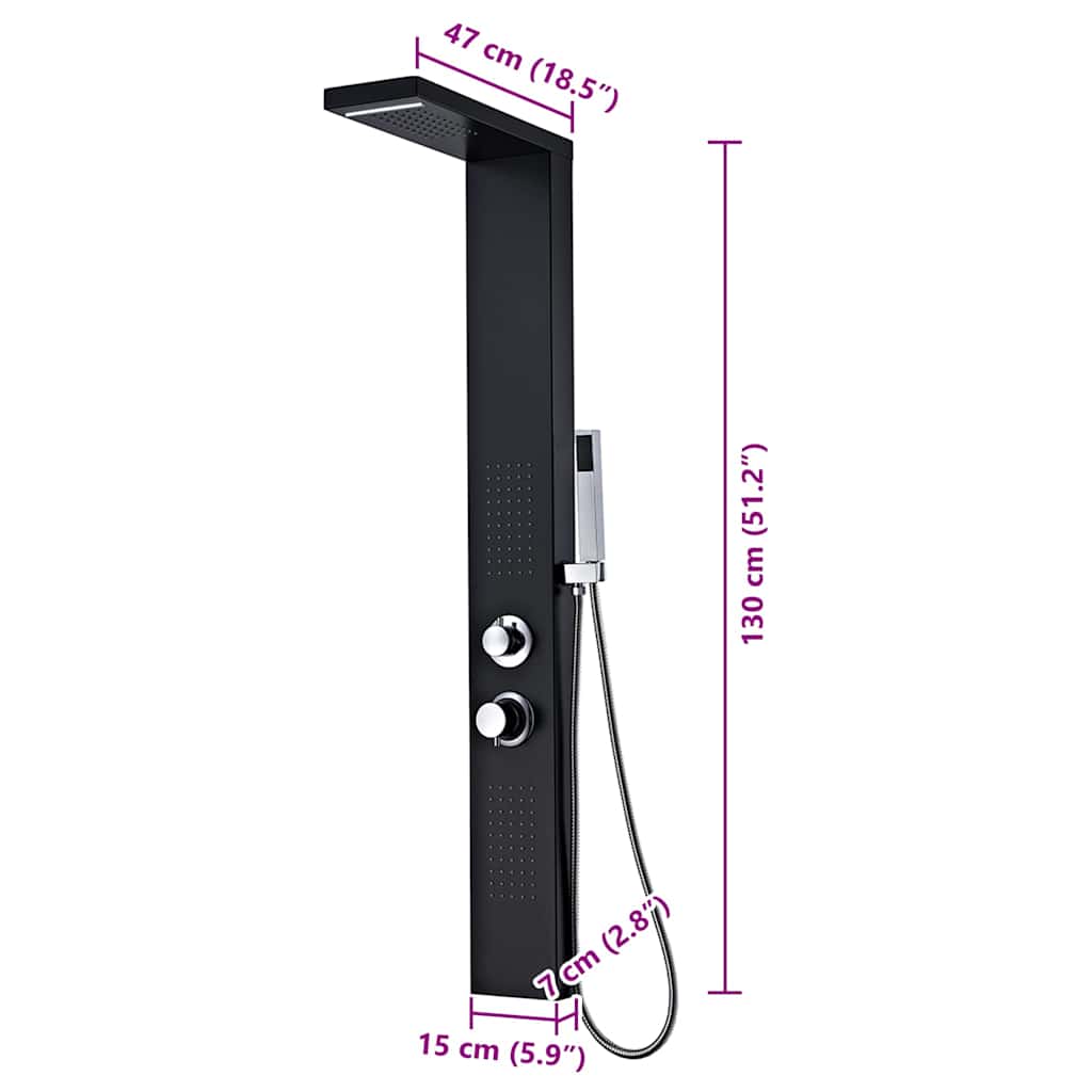 142373 vidaXL Shower Panel System Aluminium Matte Black