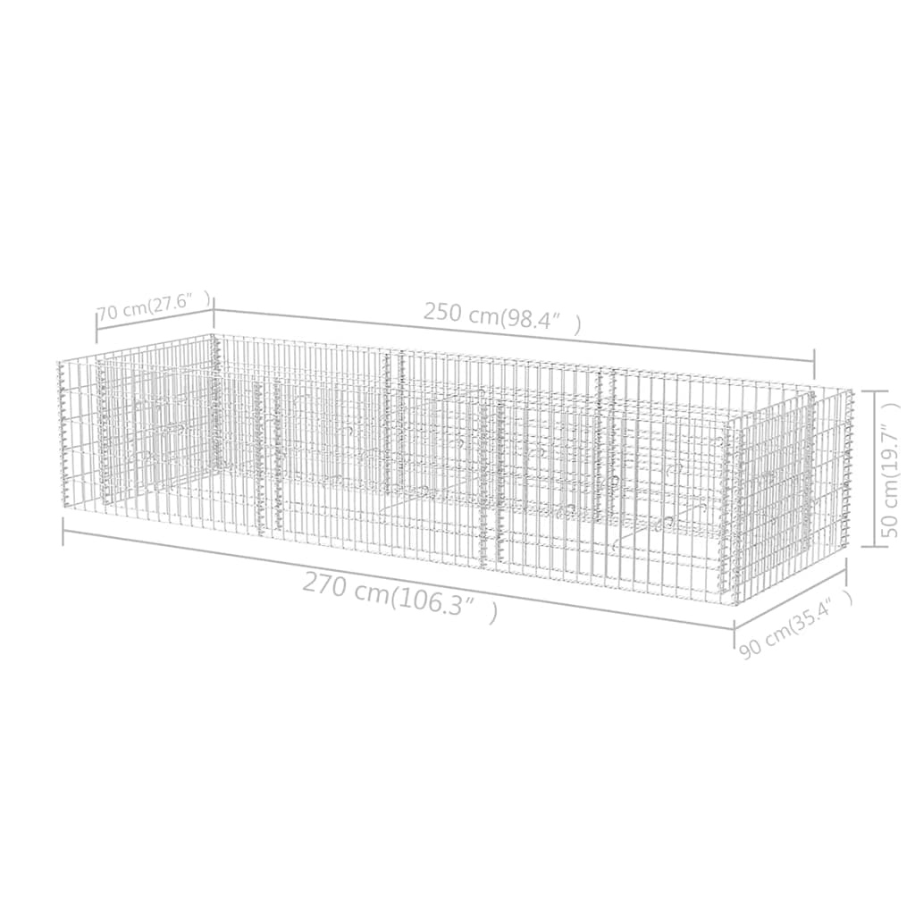 vidaXL Gabion Raised Bed Steel 270x90x50 cm