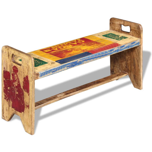 vidaXL Bench | Multicolour | Solid reclaimed wood | 100x30x50 cm | Durable