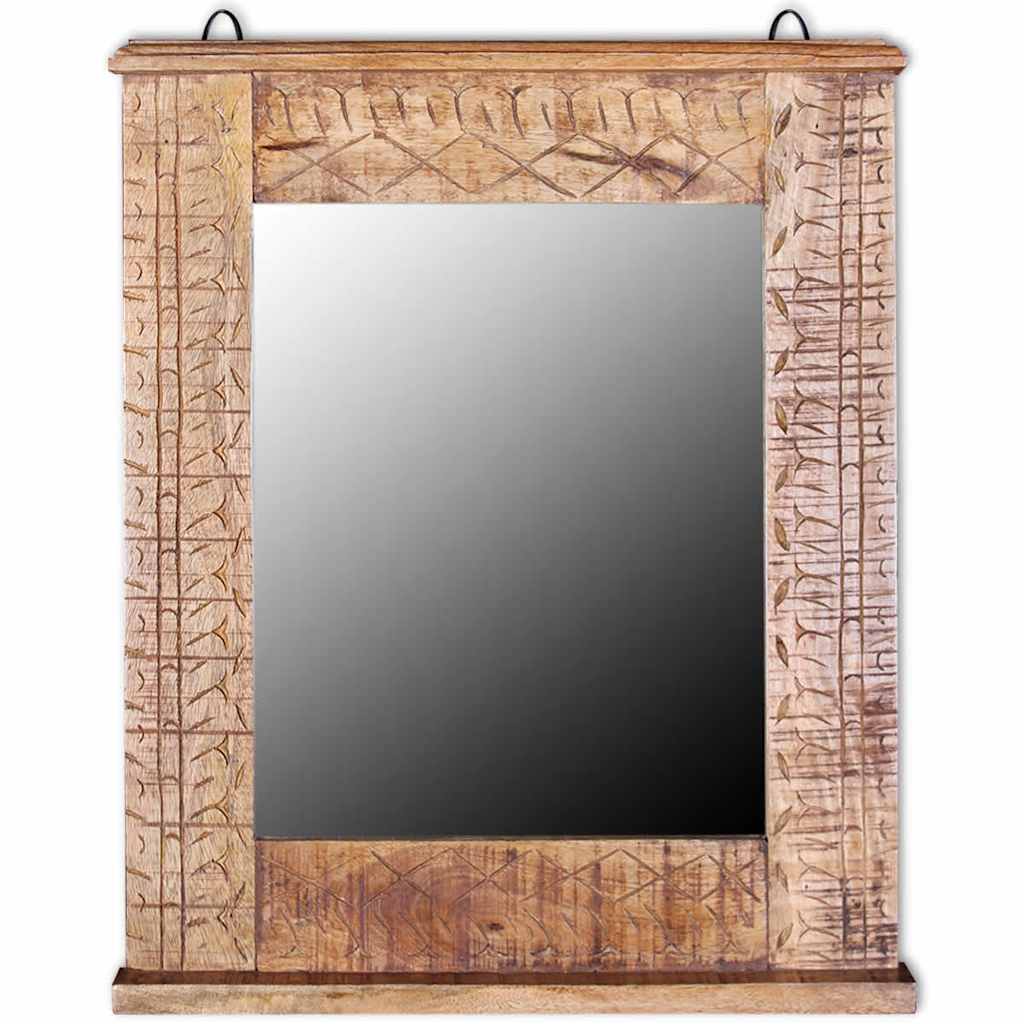 243463 vidaXL Vanity Cabinet with Mirror and 2 Side Cabinets Solid Mango Wood