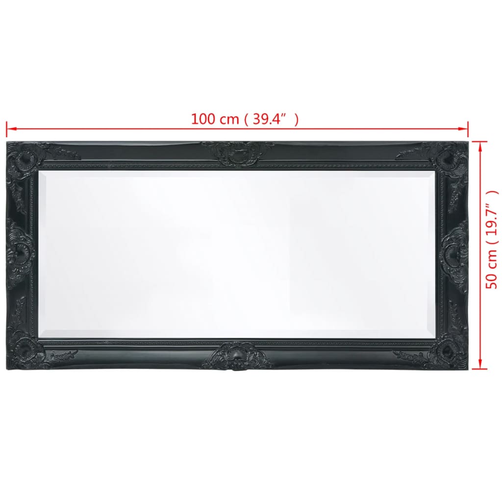 vidaXL Wall Mirror Baroque Style 100x50 cm Black