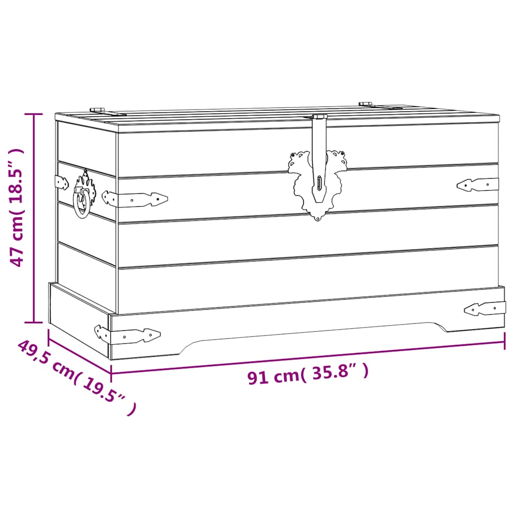 vidaXL Storage Trunk | Brown | Solid waxed pinewood | Medium | Storage Chest