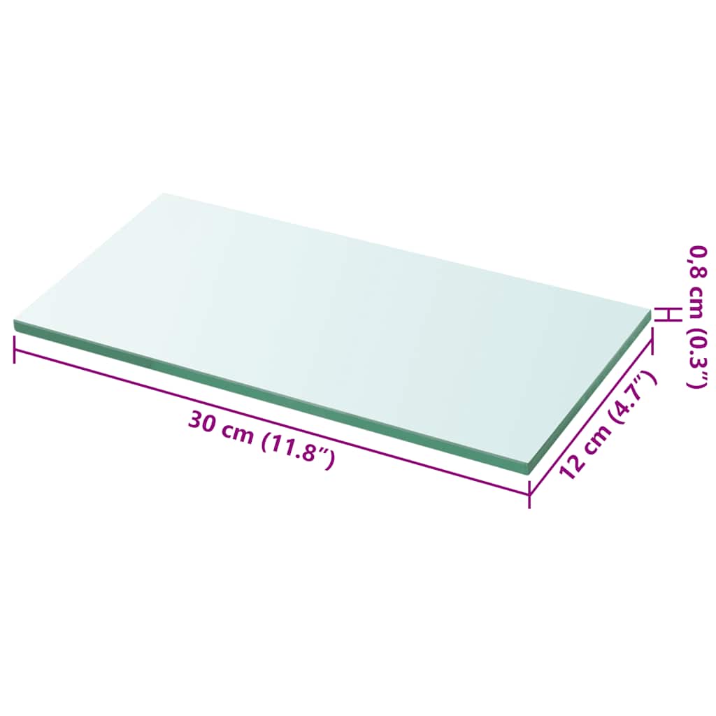 243807 vidaXL Shelf Panel Glass Clear 30x12 cm