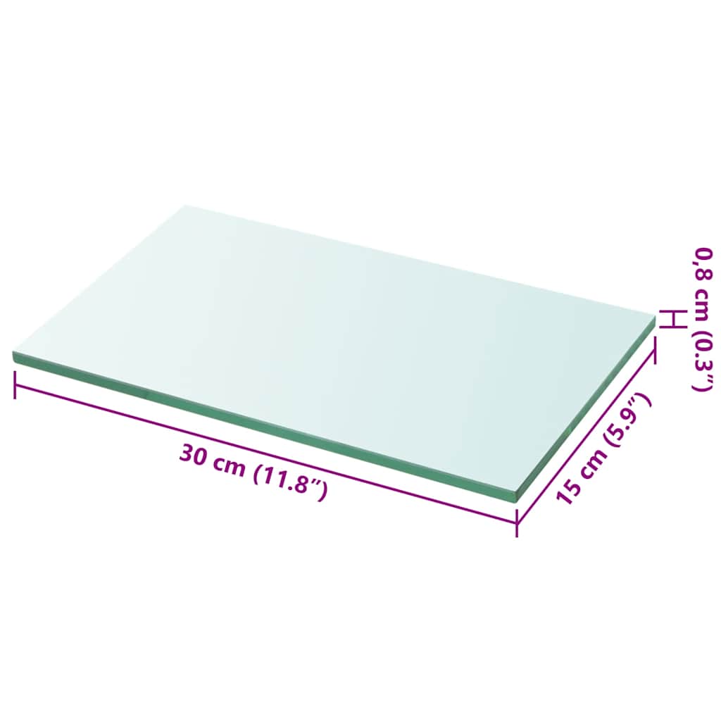 243808 vidaXL Shelf Panel Glass Clear 30x15 cm