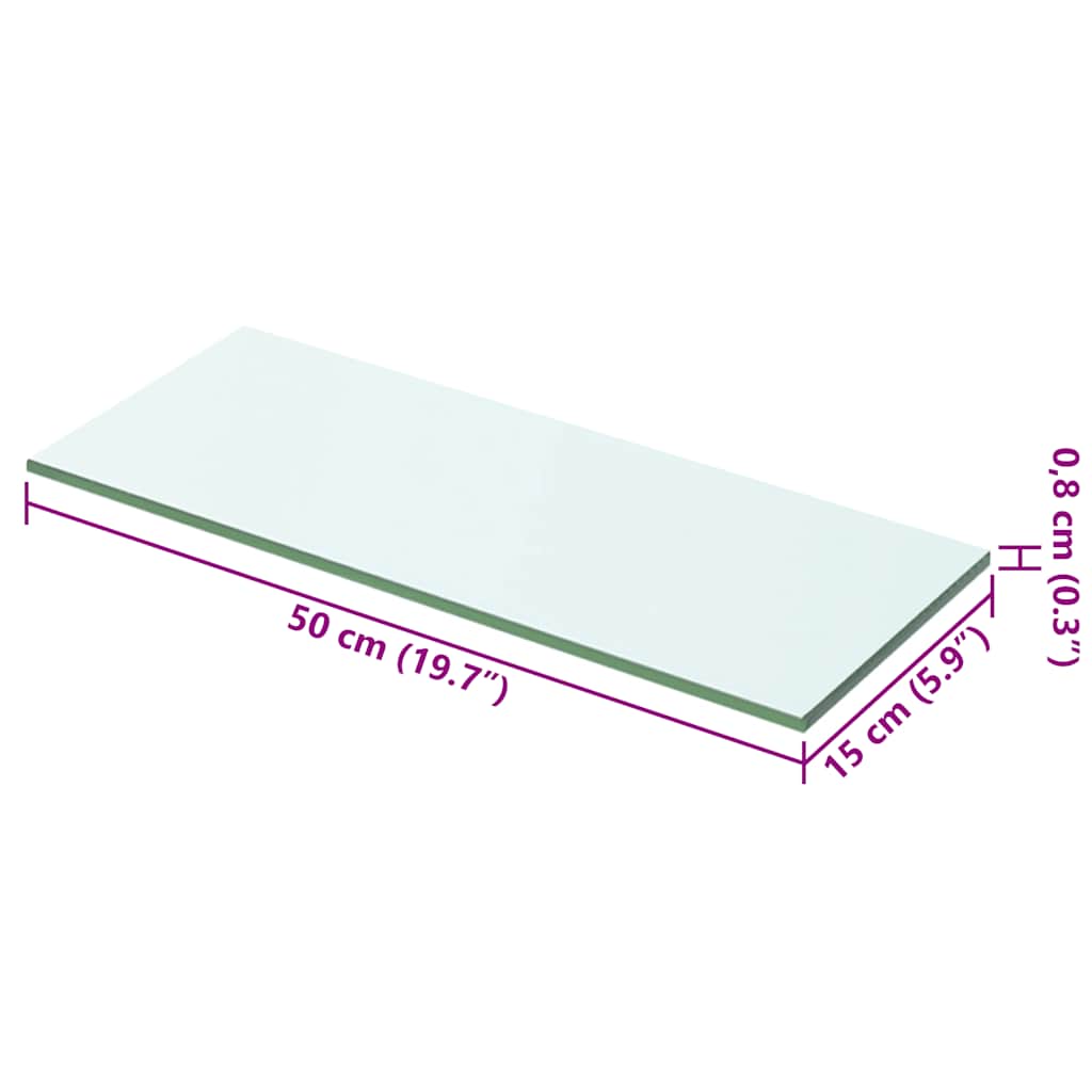 vidaXL Shelf Panel Glass Clear 50x15 cm