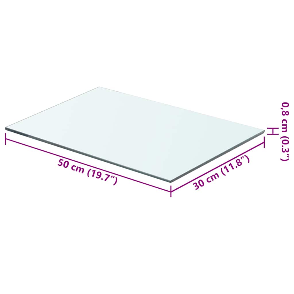 243821 vidaXL Shelf Panel Glass Clear 50x30 cm