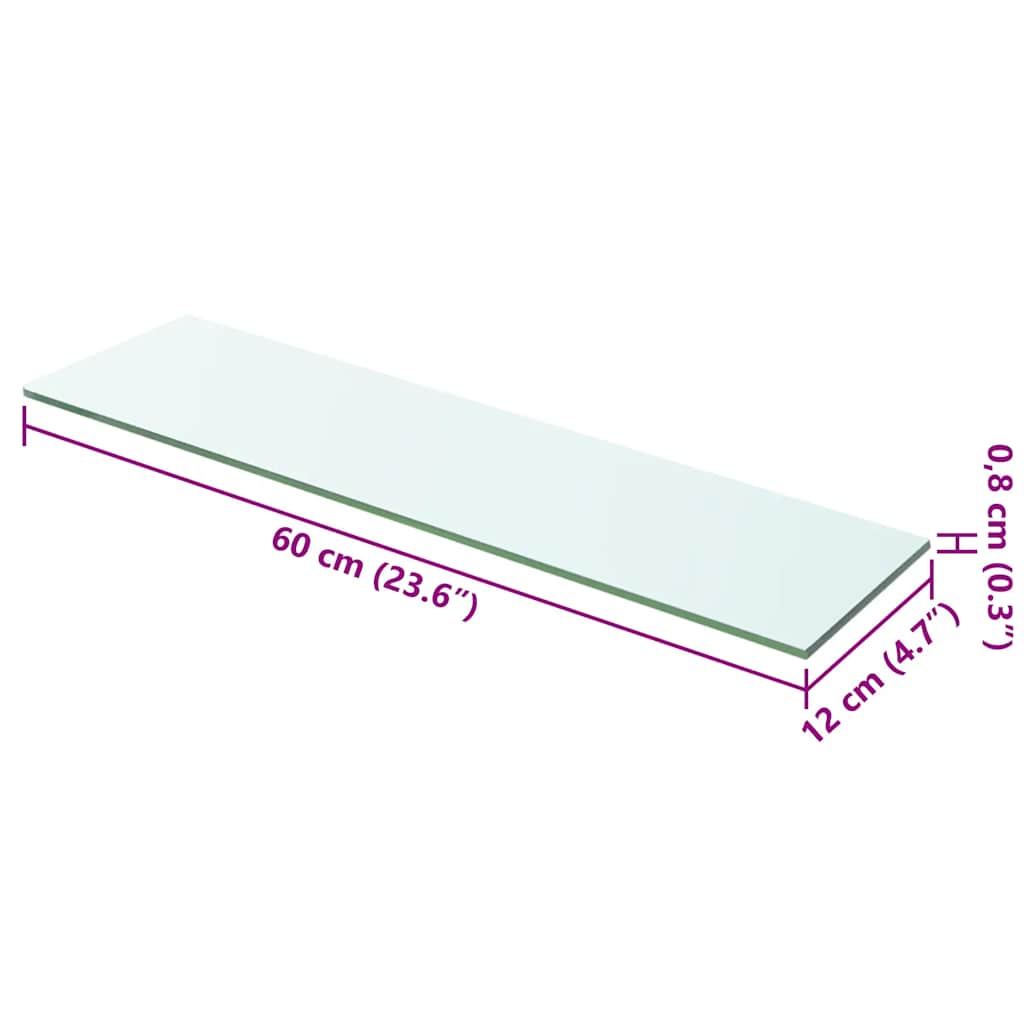 vidaXL Shelf Panel Glass Clear 60x12 cm