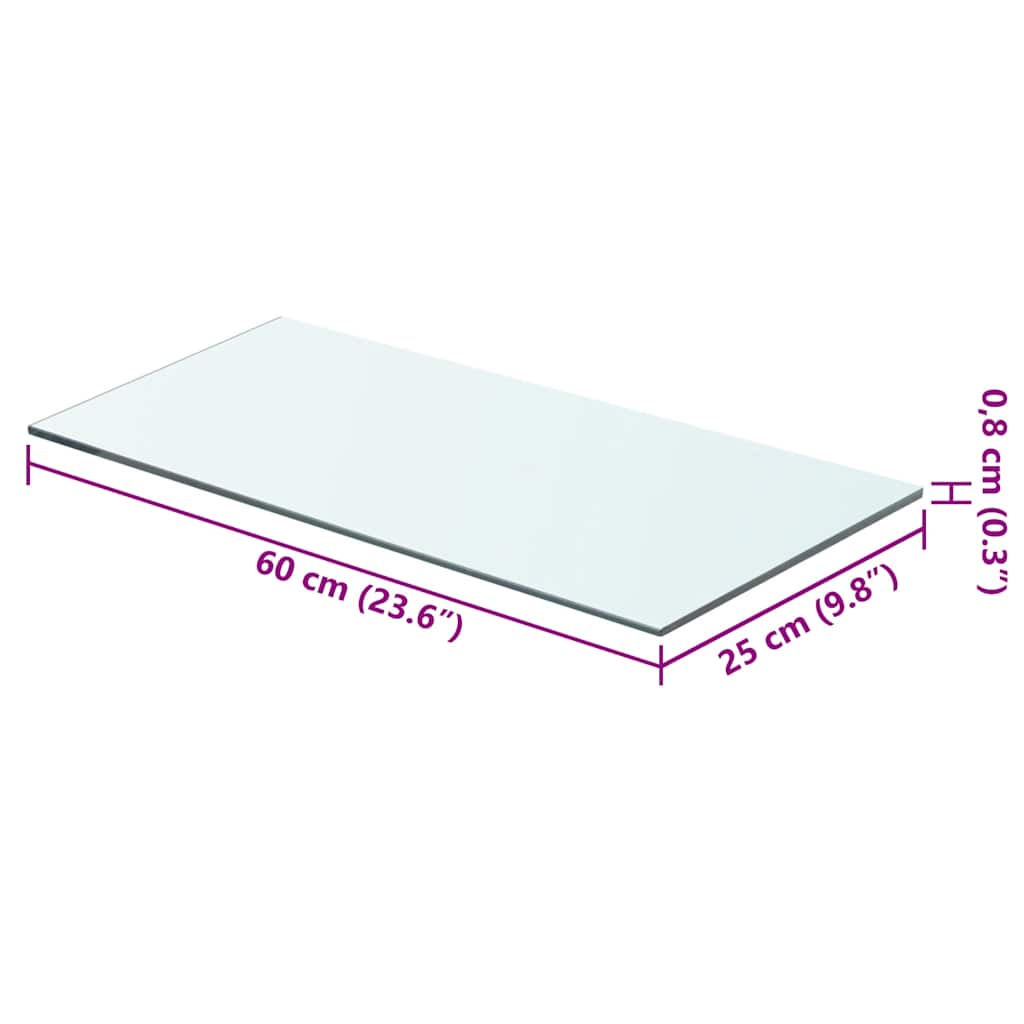 vidaXL Shelf Panel Glass Clear 60x25 cm
