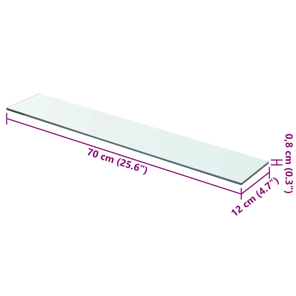 vidaXL Shelf Panel Glass Clear 70x12 cm
