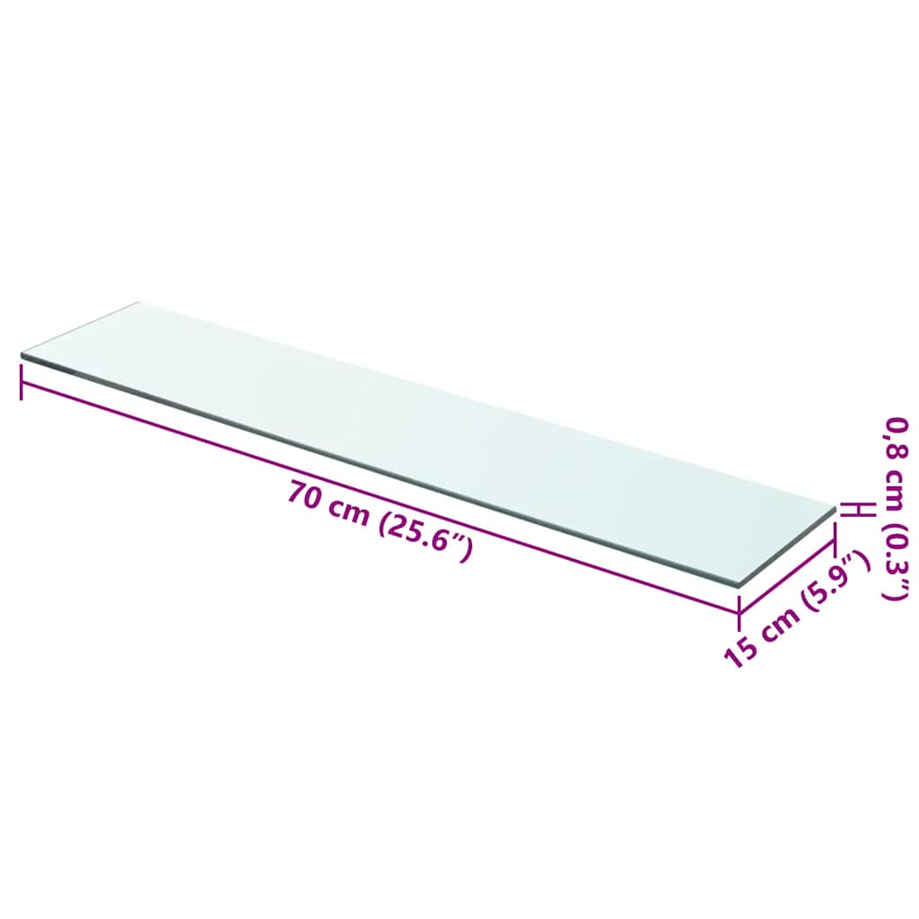 243828 vidaXL Shelf Panel Glass Clear 70x15 cm