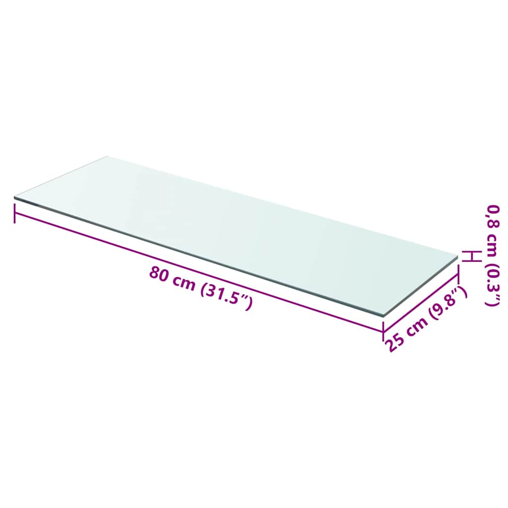 vidaXL Shelf Panel Glass Clear 80x25 cm
