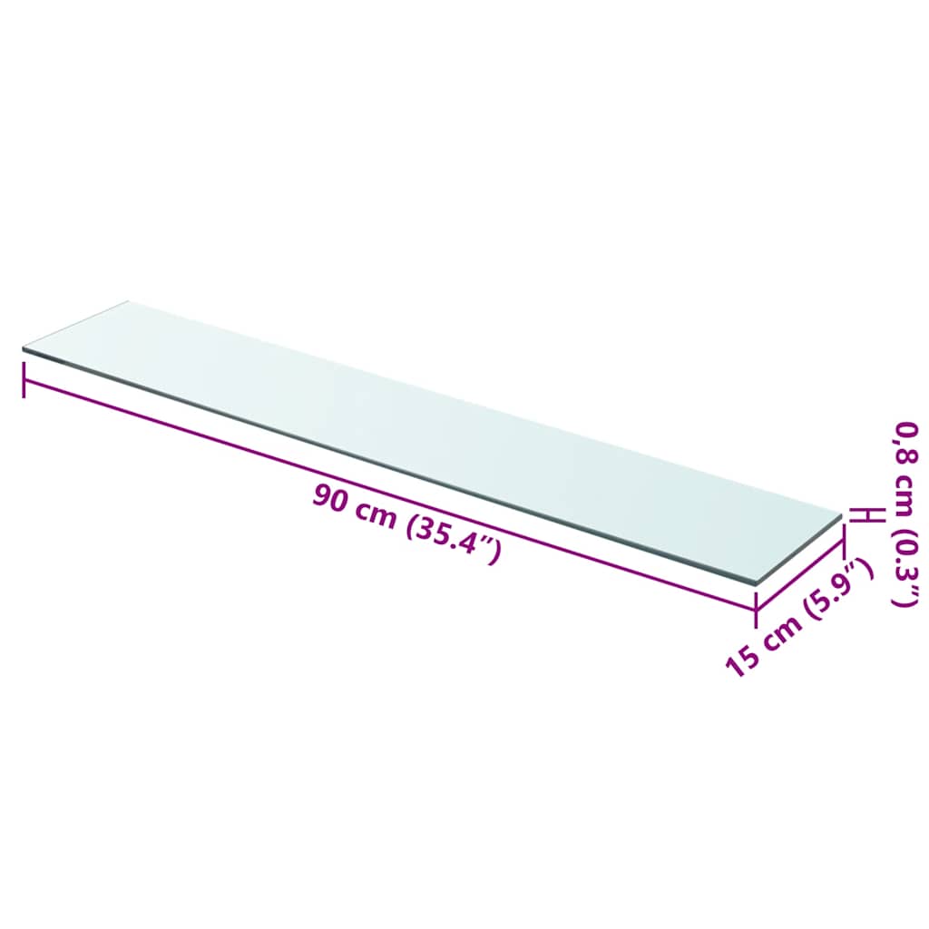 243838 vidaXL Shelf Panel Glass Clear 90x15 cm