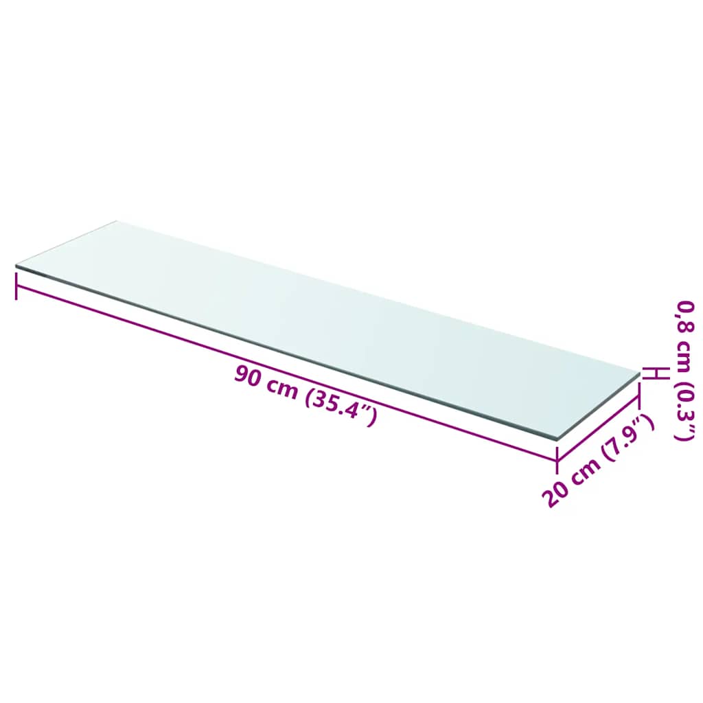 243839 vidaXL Shelf Panel Glass Clear 90x20 cm