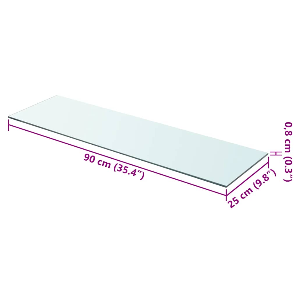 243840 vidaXL Shelf Panel Glass Clear 90x25 cm