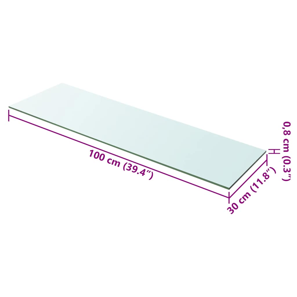 243846 vidaXL Shelf Panel Glass Clear 100x30 cm