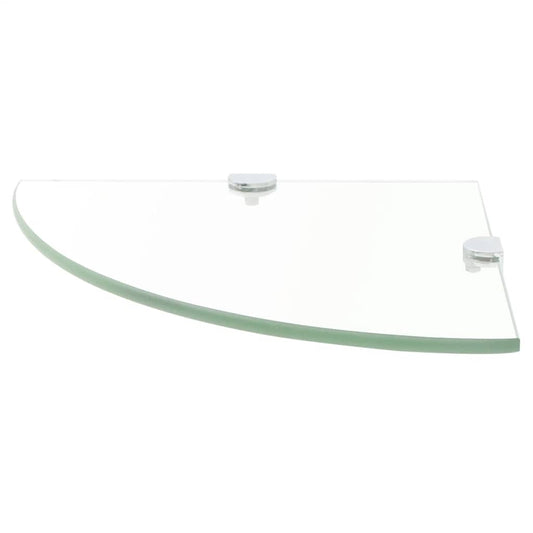 243852 vidaXL Corner Shelf with Chrome Supports Glass Clear 25x25 cm