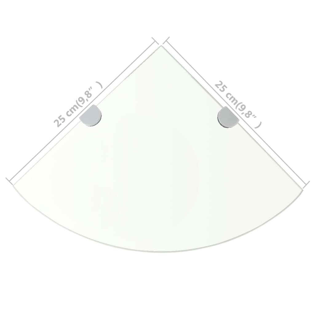 vidaXL Corner Shelf with Chrome Supports Glass Clear 25x25 cm