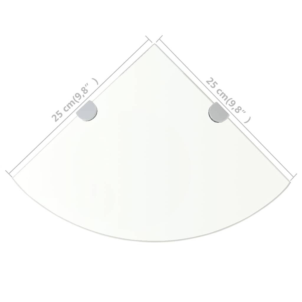 243852 vidaXL Corner Shelf with Chrome Supports Glass Clear 25x25 cm