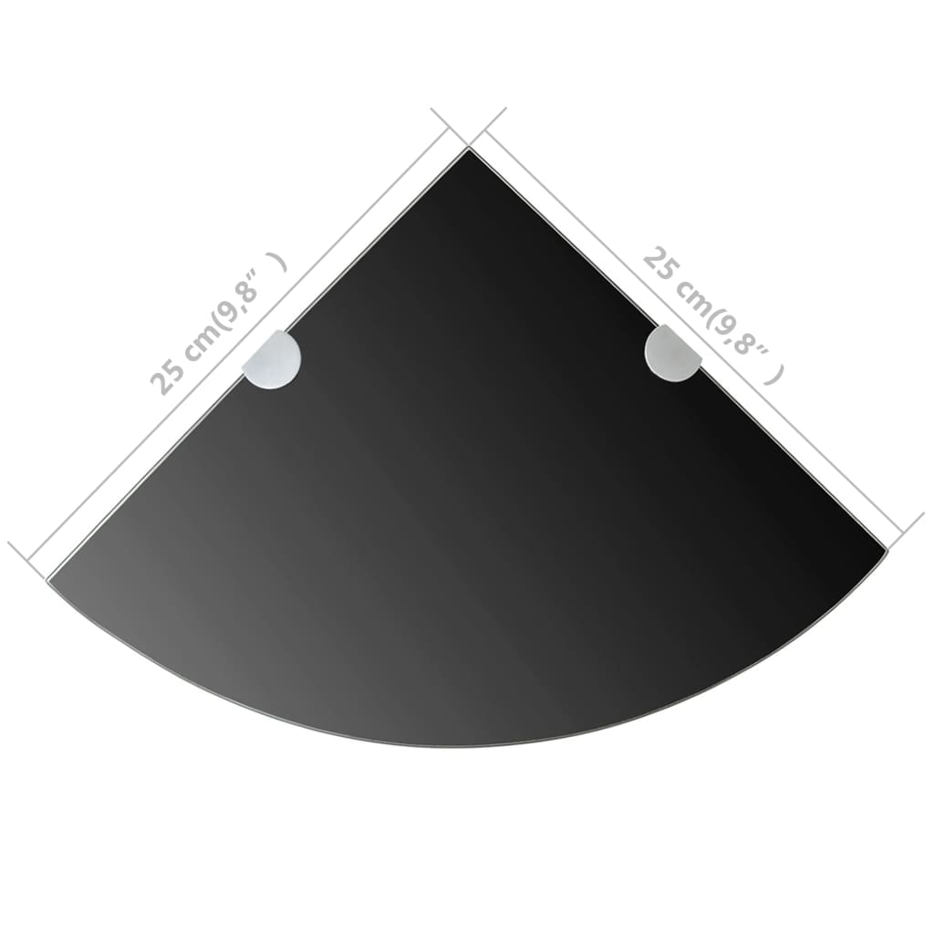 243855 vidaXL Corner Shelf with Chrome Supports Glass Black 25x25 cm