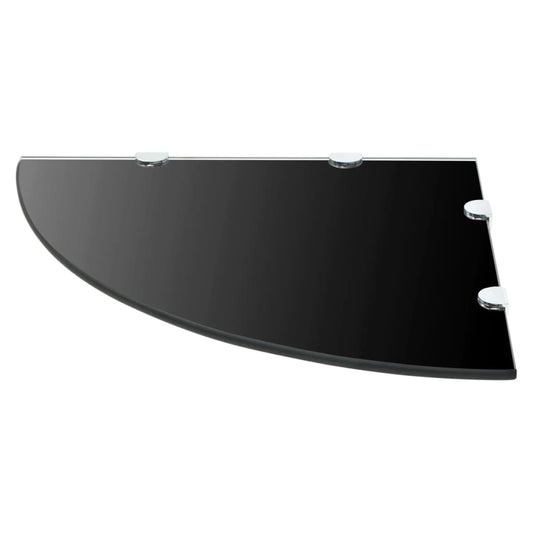 vidaXL Corner Shelf with Chrome Supports Glass Black 45x45 cm
