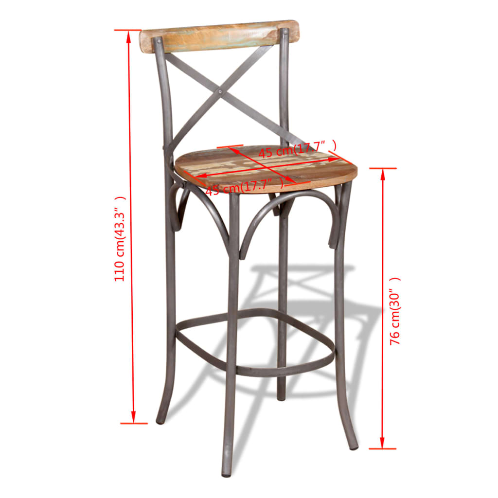 vidaXL Bar Chair Solid Reclaimed Wood