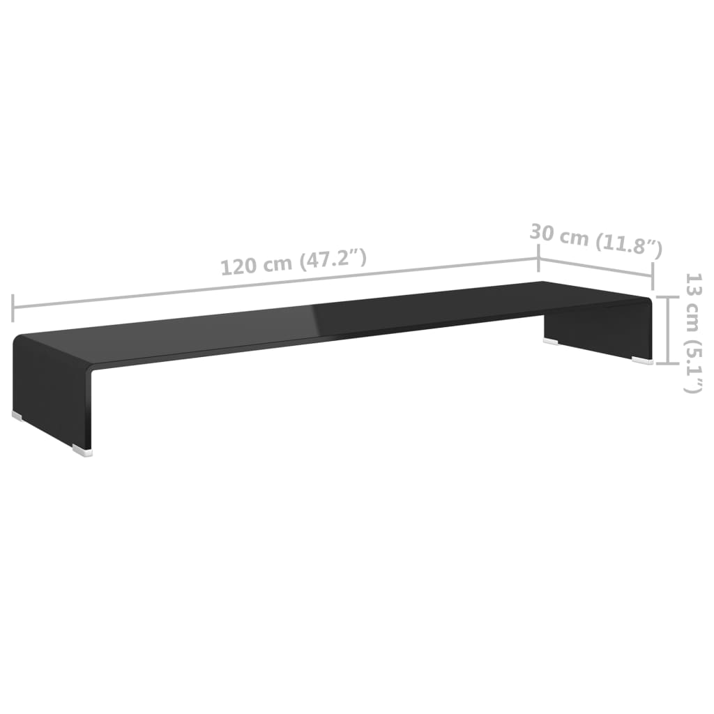 vidaXL TV Cabinet | Black | Tempered glass, plastic | 120x30x13 cm | TV Cabinet