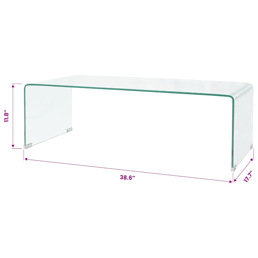 vidaXL Coffee Table | Clear | Tempered safety glass | Coffee Table | Rectangular