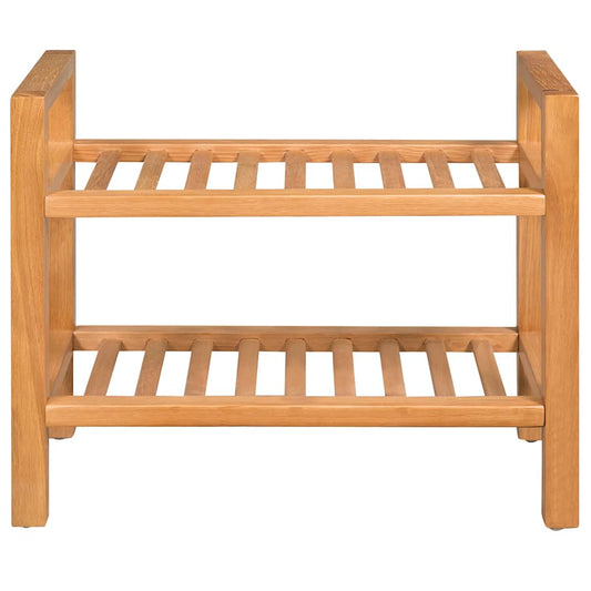 244208 vidaXL Shoe Rack with 2 Shelves 50x27x40 cm Solid Oak Wood