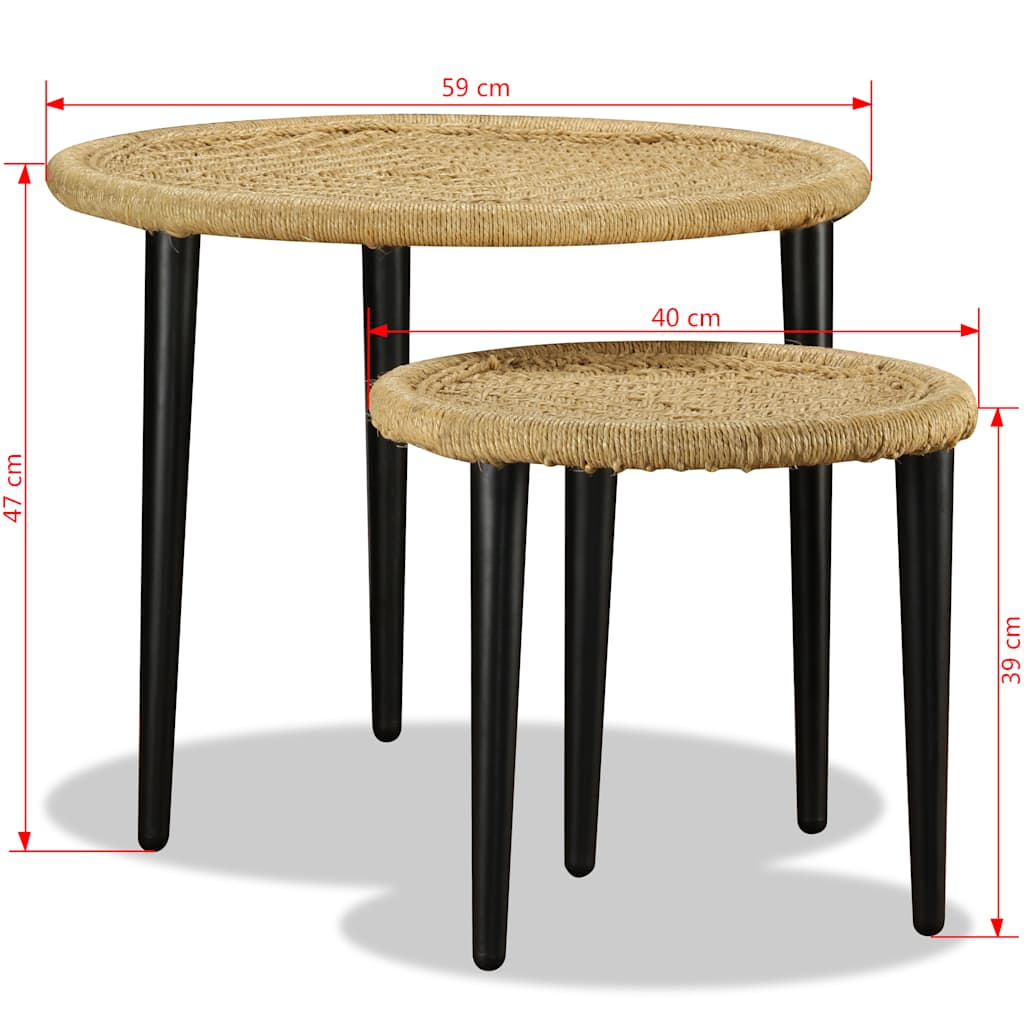 vidaXL Coffee Table Set 2 Pieces Natural Jute