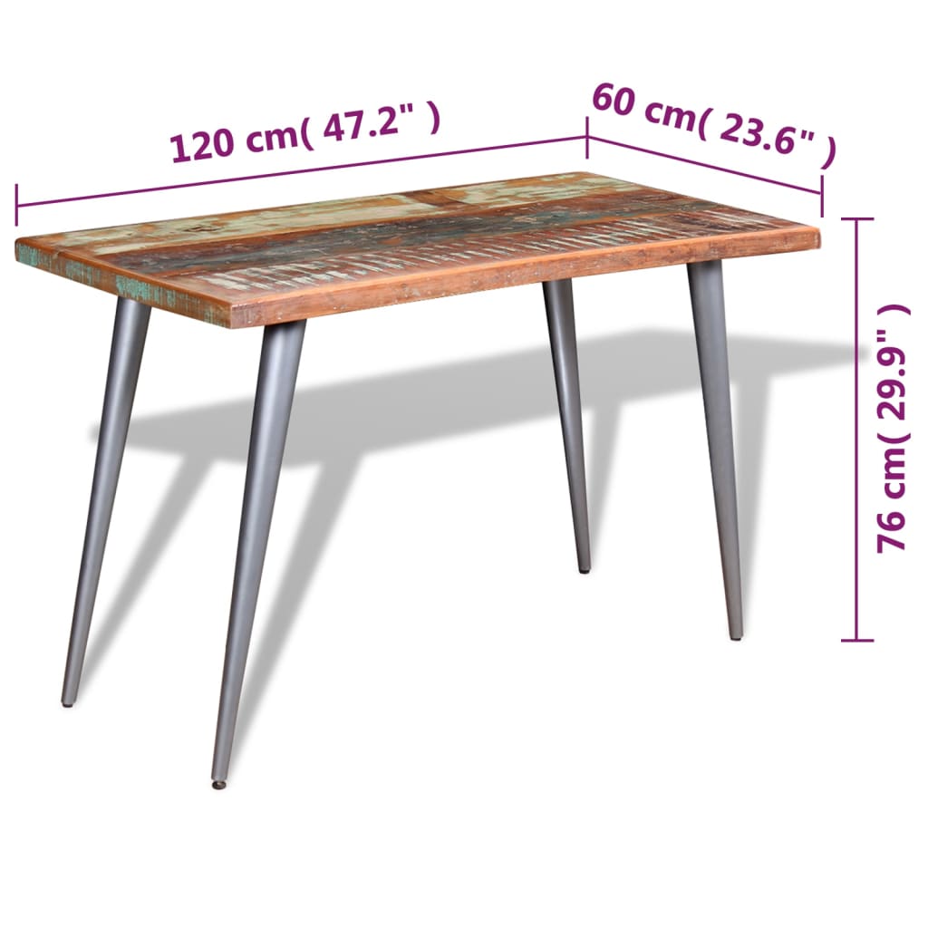 vidaXL Dining Table Solid Reclaimed Wood 120x60x76 cm