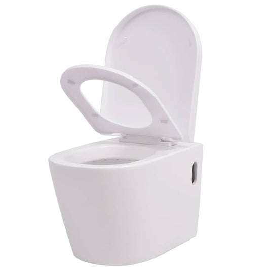244270 vidaXL Wall Hung Toilet Ceramic White