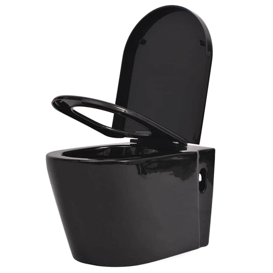 244271 vidaXL Wall Hung Toilet Ceramic Black