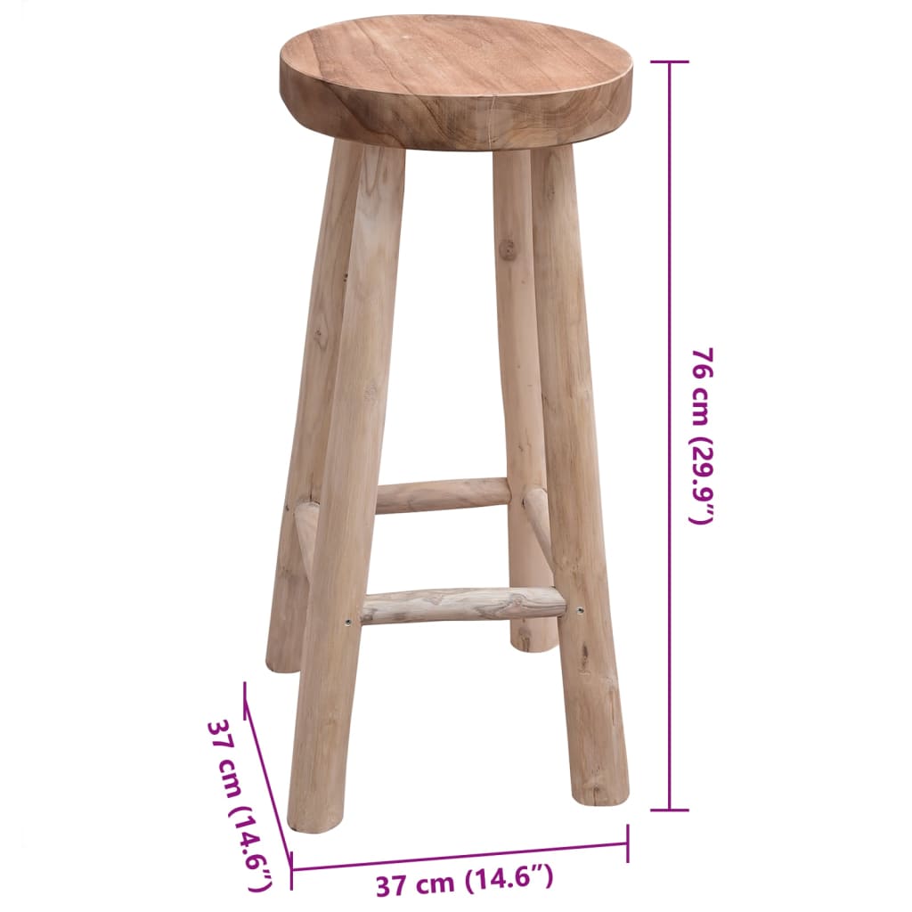 vidaXL Bar Chair | Brown | Solid Teak Wood | One Size | Durable | Bar Stool