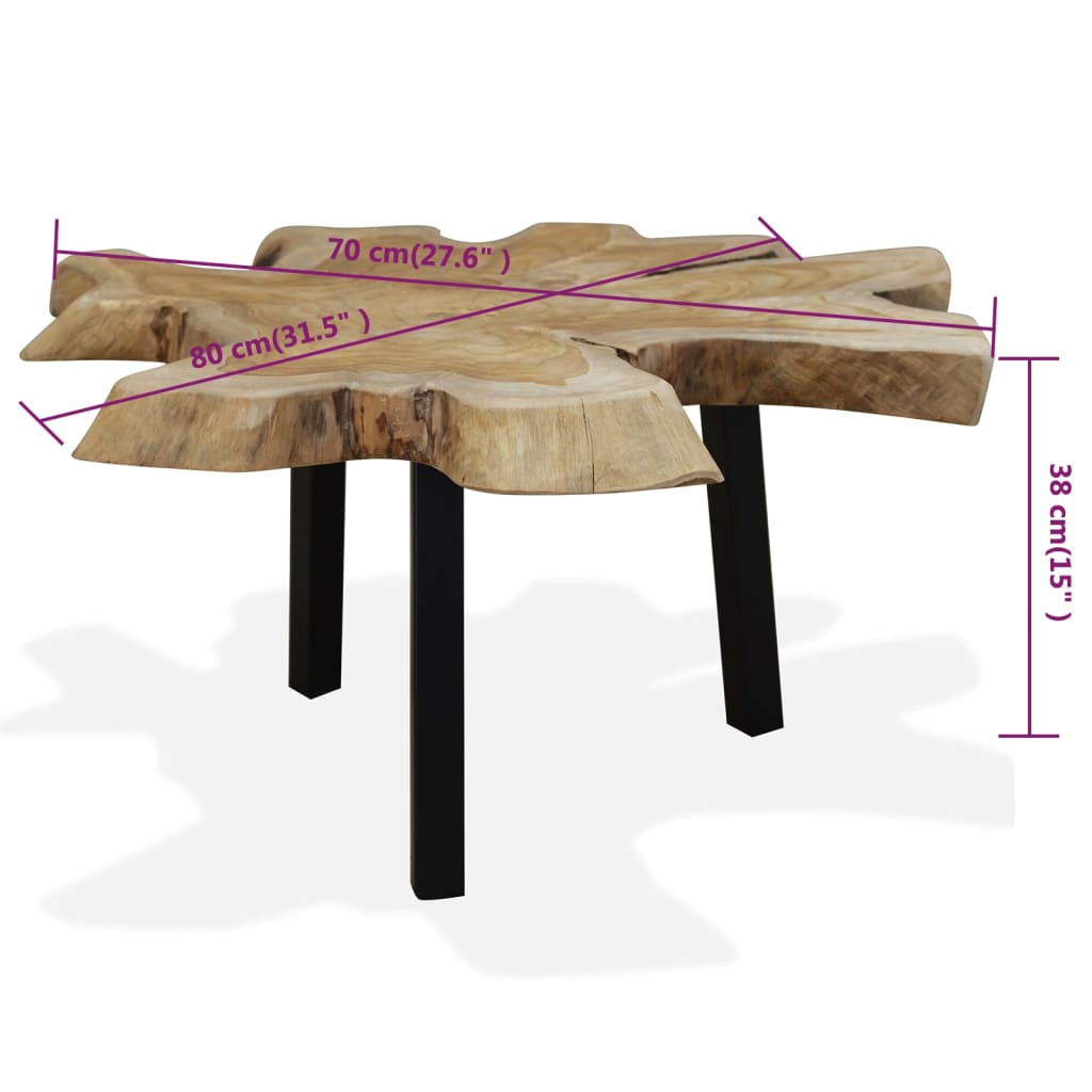 vidaXL Coffee Table | Natural Teak | Genuine Teak | 80x70x38 cm | Durable