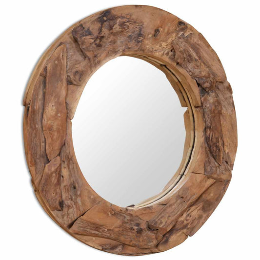 244561 vidaXL Decorative Mirror Teak 80 cm Round