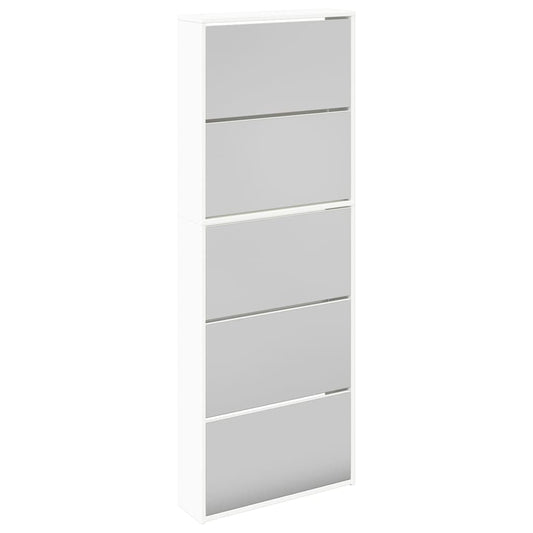 vidaXL Shoe Cabinet 5-Layer Mirror White 63x17x169,5 cm