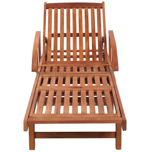 vidaXL Sun Lounger And Table | Brown | Solid acacia wood | Standard