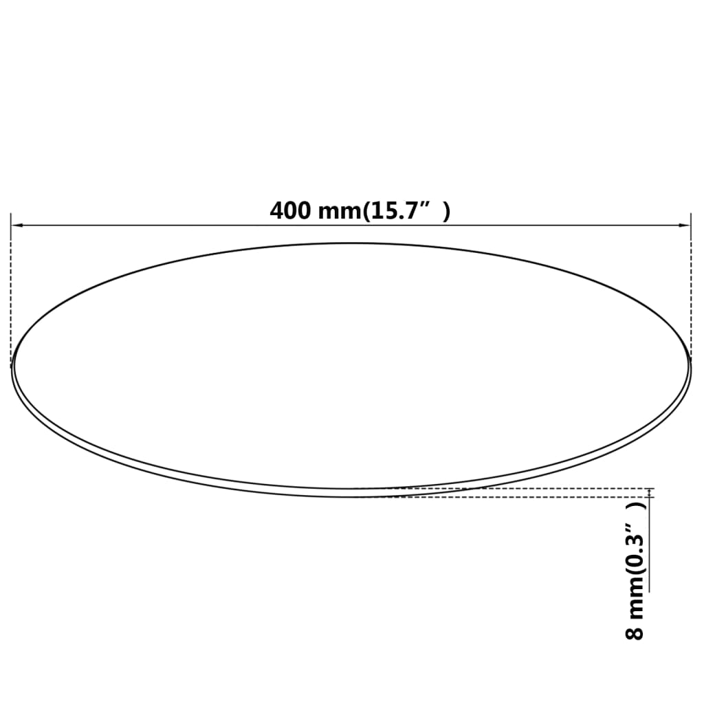 vidaXL Table Top | Black | Tempered Glass | 40 cm | Round | Modern