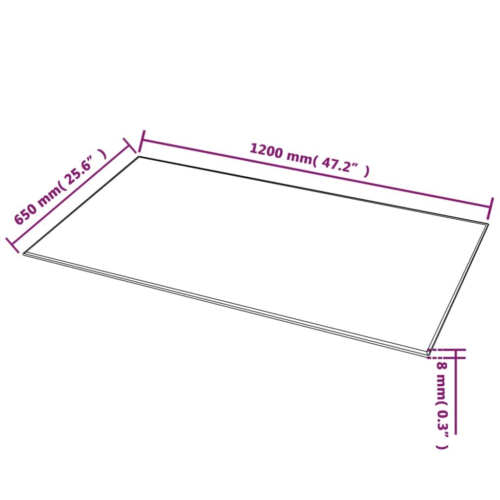 vidaXL Table Top | Black | Tempered Glass | 1200 x 650 x 8 mm | Table Top