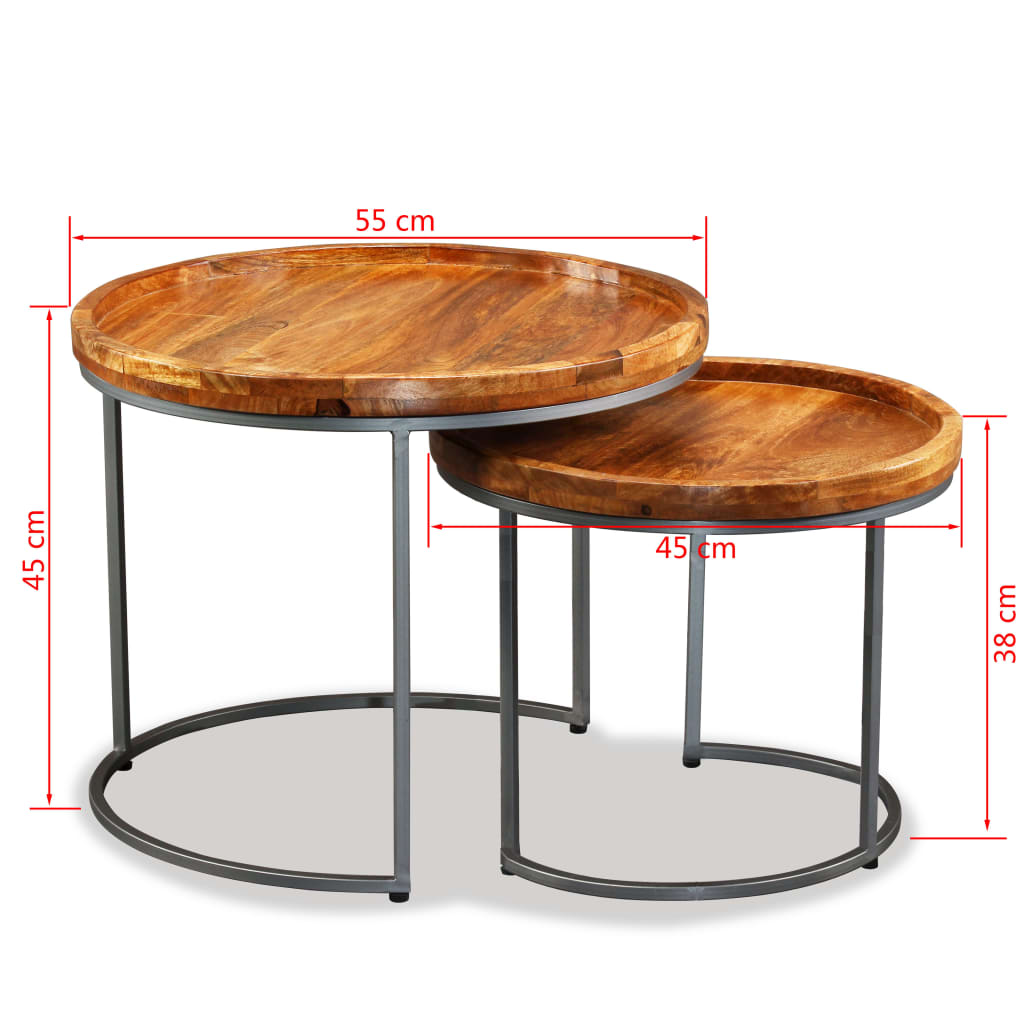 vidaXL Side Table | Brown | Solid mango wood top, wrought iron legs