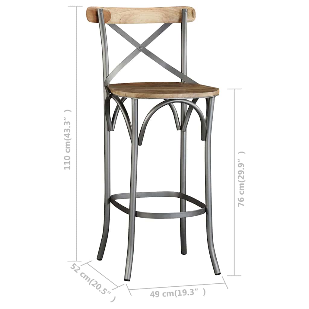 244593 vidaXL Bar Stool Solid Mango Wood