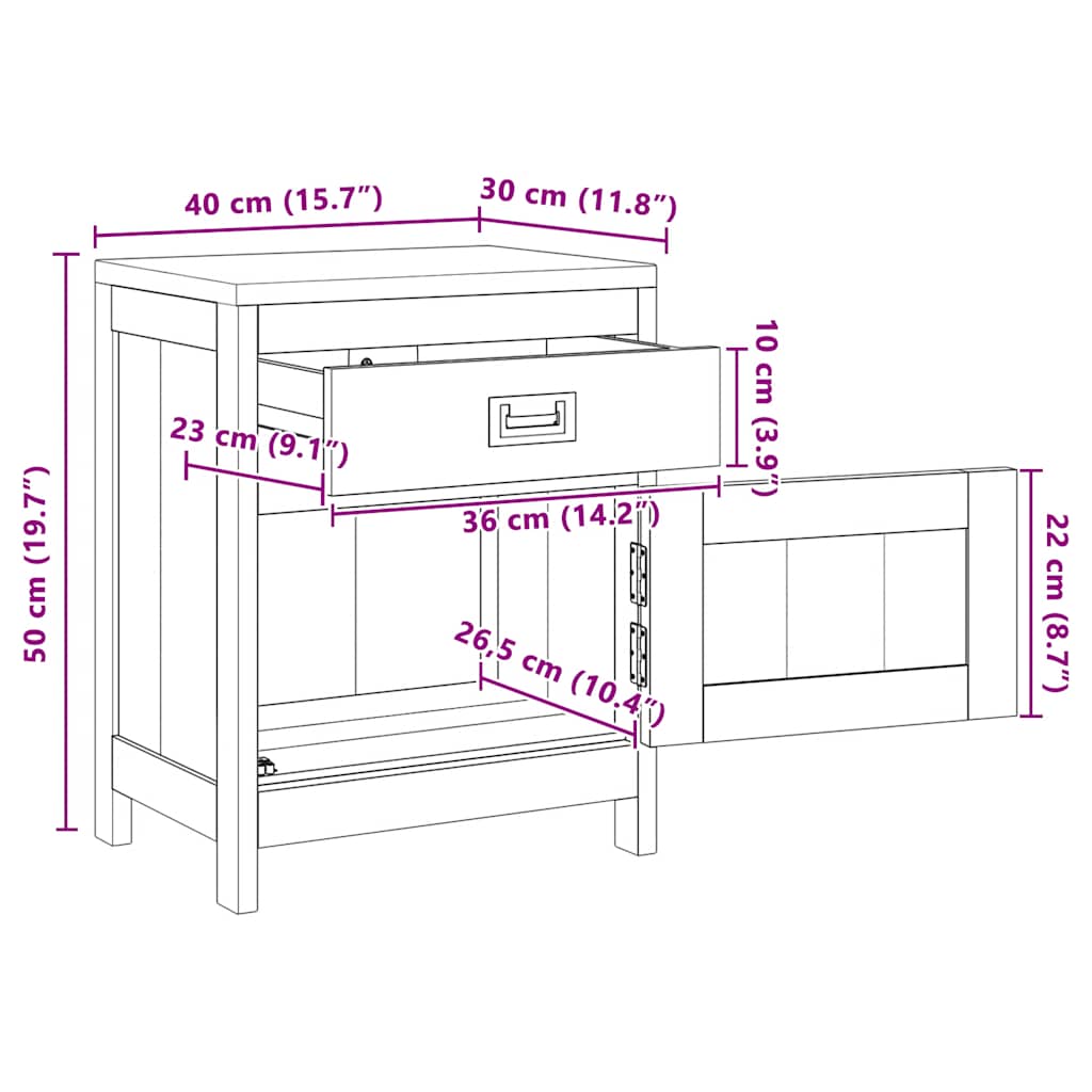 vidaXL Bedside Cabinet | Teak | Solid Teak | Medium | Bedside Cabinet